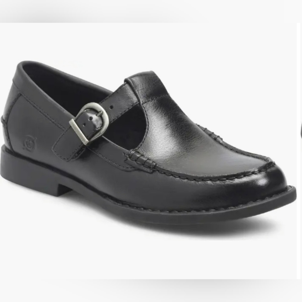 BORN Miki Black LEATHER LOAFER Buckle NEW Mary Jane Flat Shoes 8 10